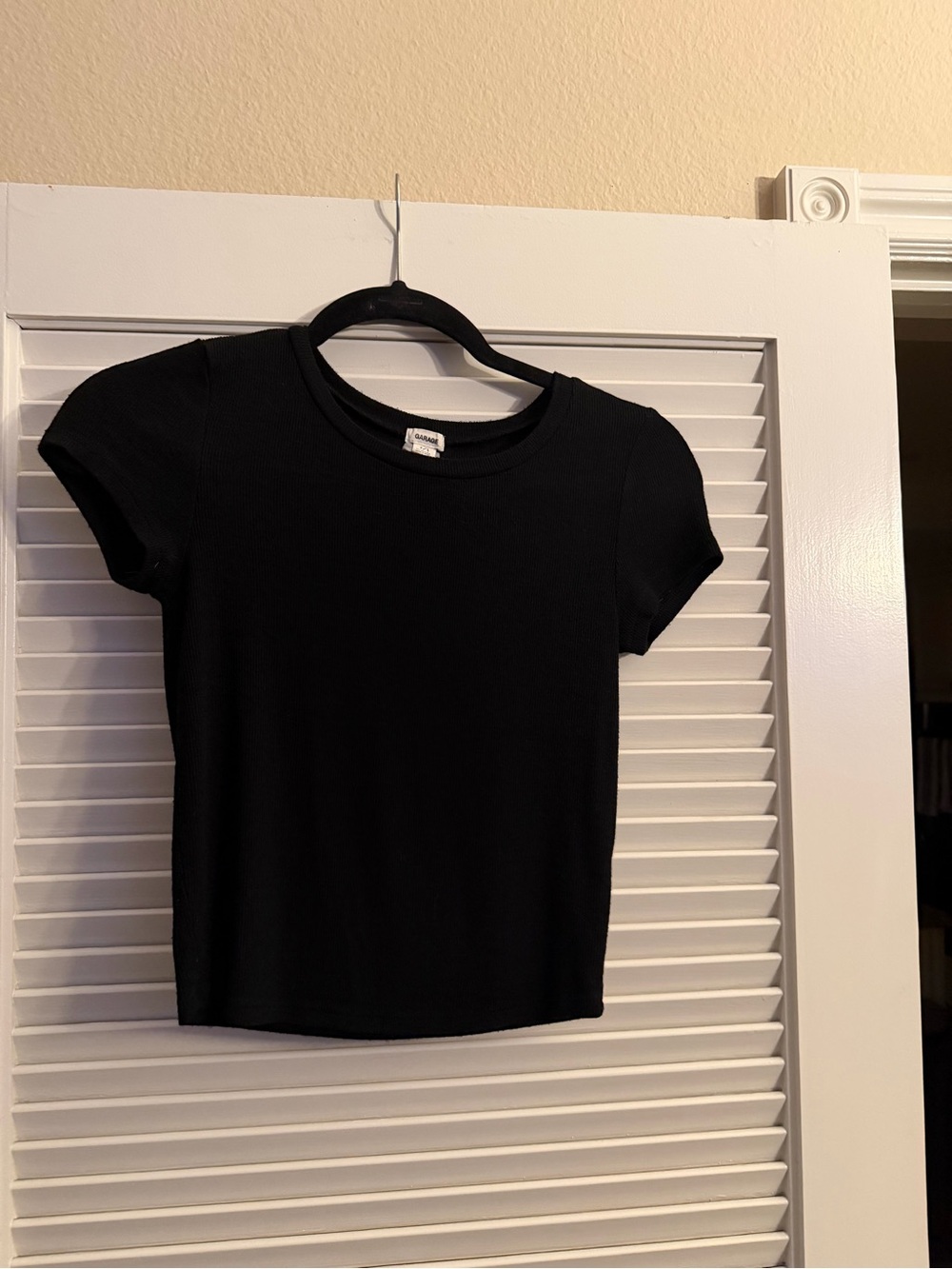 Garage Black Ribbed Short Sleeve Tee